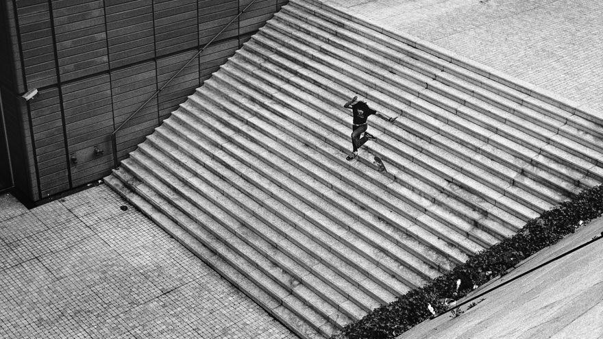 El célebre salto de los 25 escalones en Lyon.