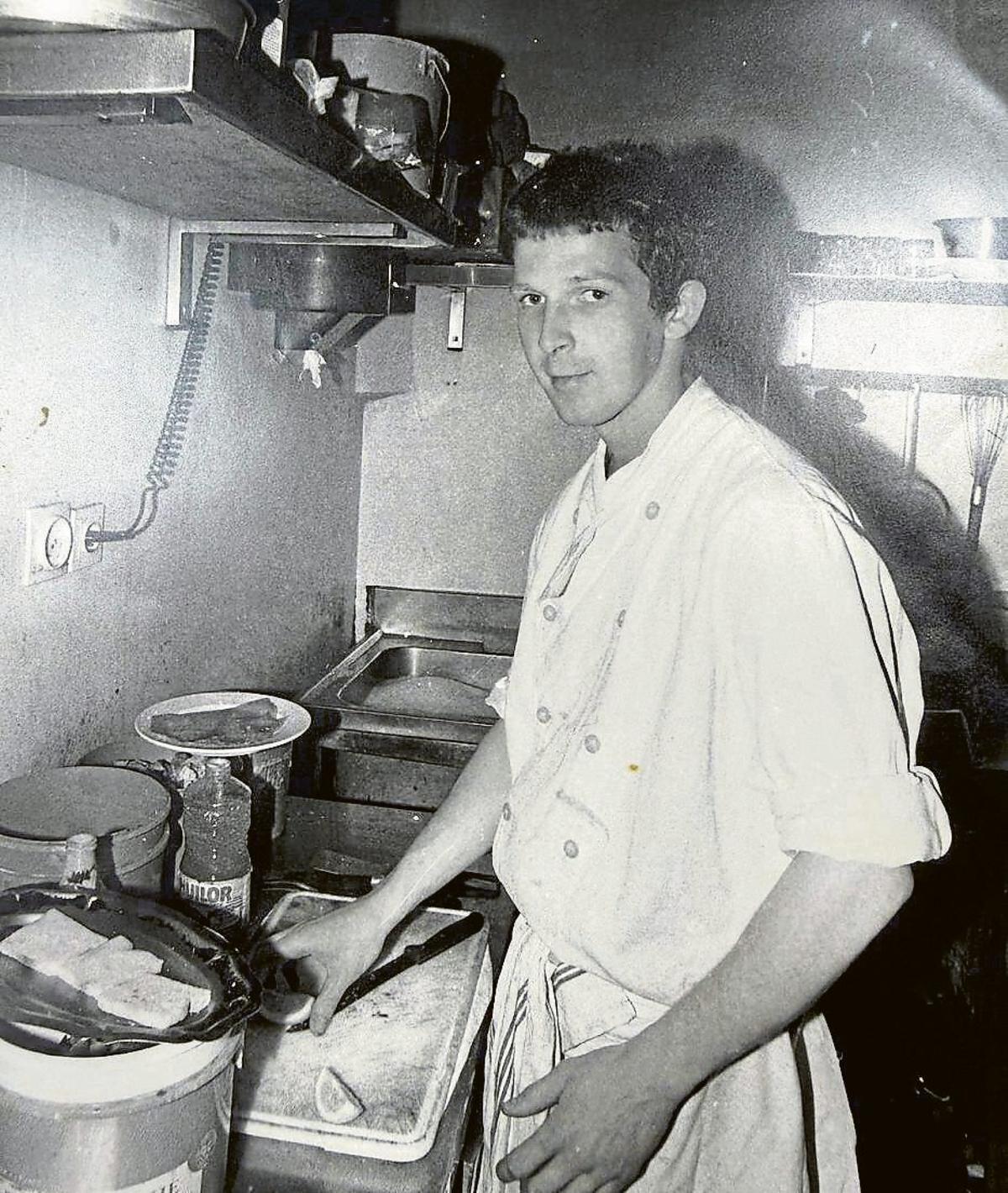 Philippe, very young, in the kitchen of Bistrot de Bordeaux in Bordeaux, France. | PHILIPPE INGRIMEAU’S PERSONAL ARCHIVE