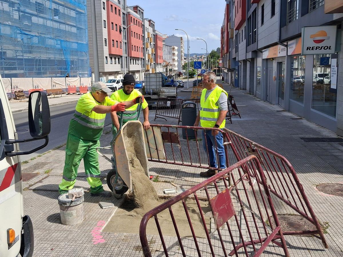 Obras de ampliación de los alcorques de Virxinia Pereira.