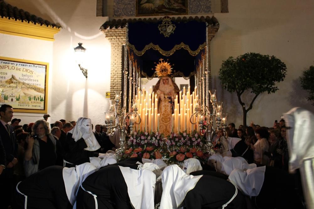 Salida de la cofradía de Santa Marta, el Martes Santo en Marbella.