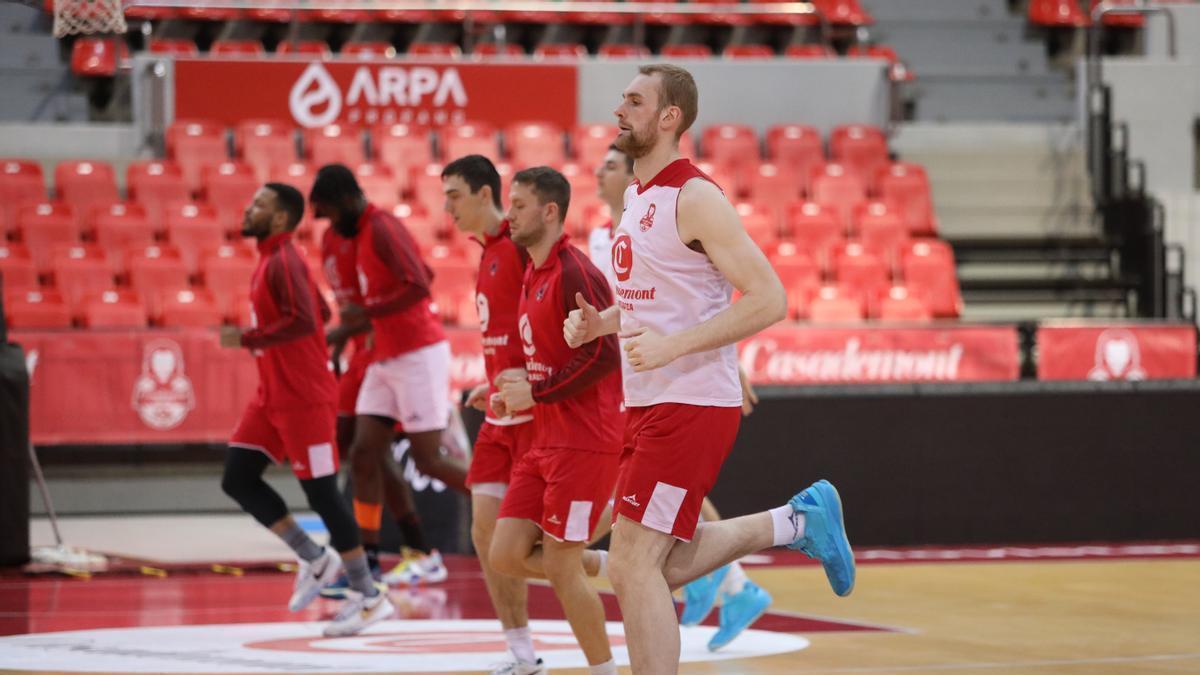 Hlinason, durante el entrenamiento del Casademont Zaragoza de este martes.