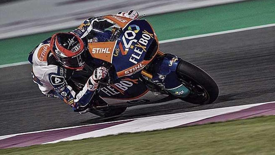 Augusto Fernández, ayer en Losail, finalizó a solo dos décimas del podio de Moto2.