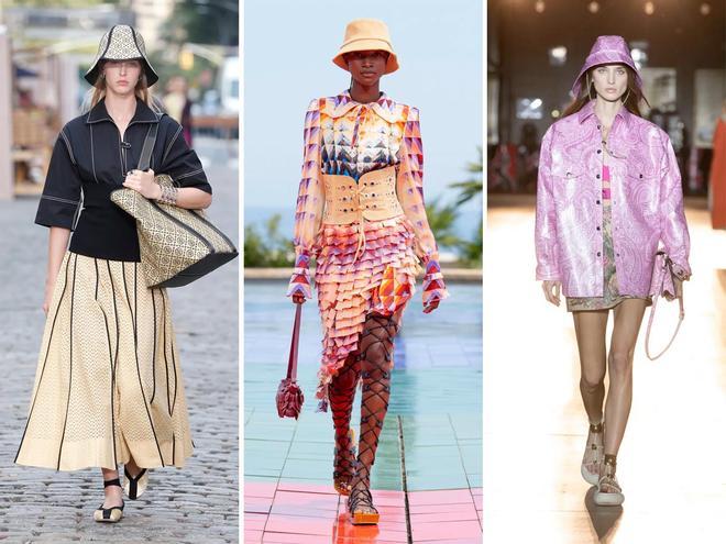 El sombrero 'bucket' en las pasarelas de primavera/verano 2022: las propuestas de Tory Burch, Paco Rabanne y Etro