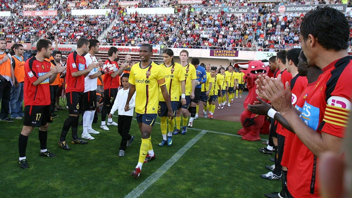 El Mallorca le hizo el pasillo al Barça, campeón de la Liga 2008/09