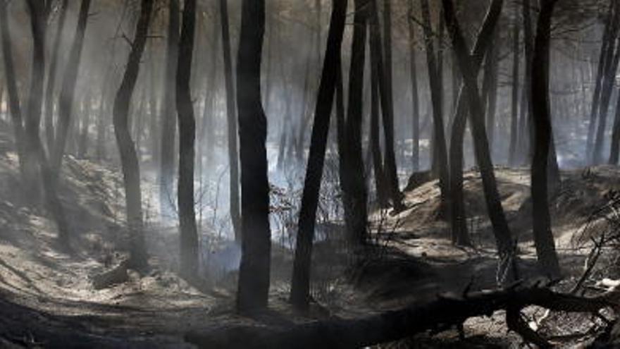 El fuego extinguido en Chulilla.