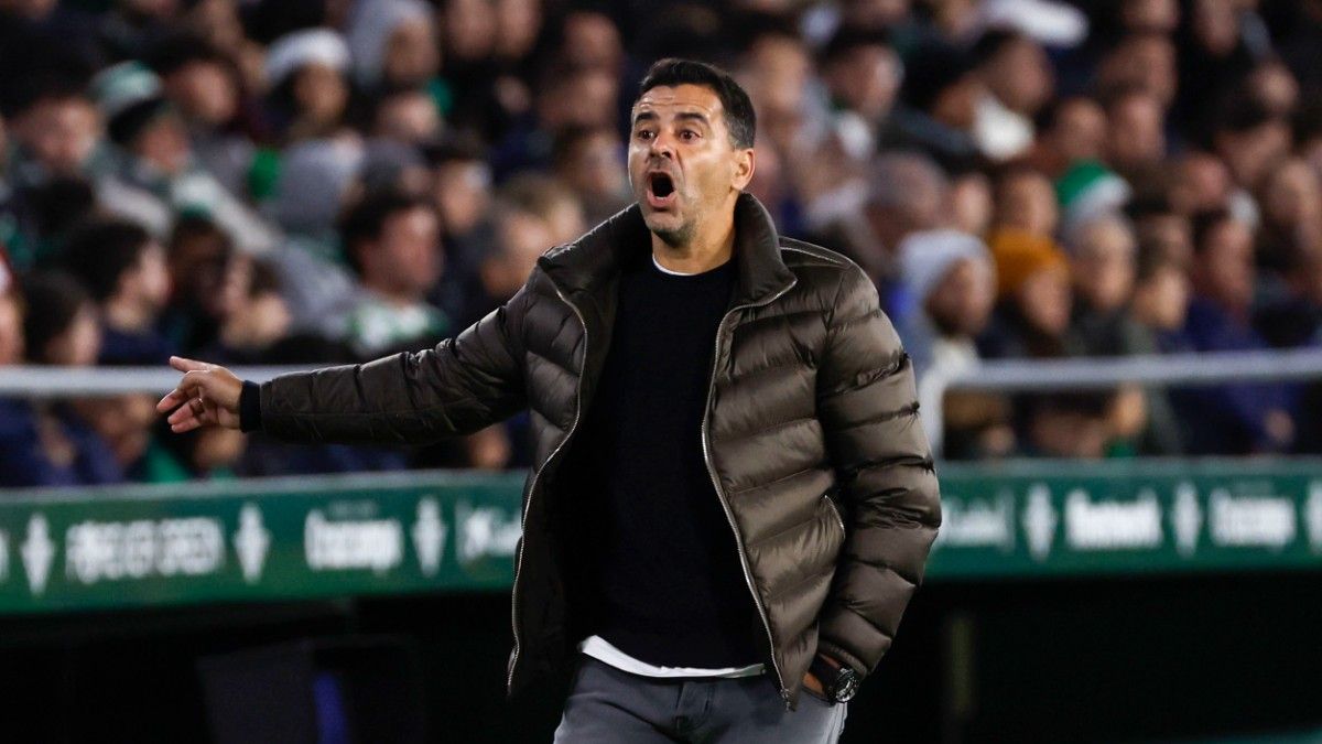 Míchel, durante la fiesta en Villamarín