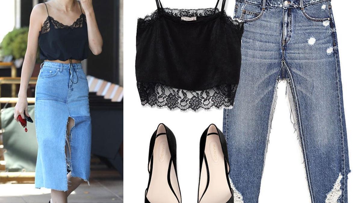 La falda denim con (maxi) aberturas de Kendall Jenner