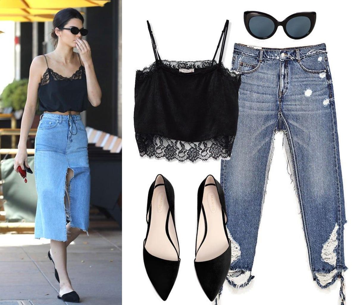 La falda denim con (maxi) aberturas de Kendall Jenner