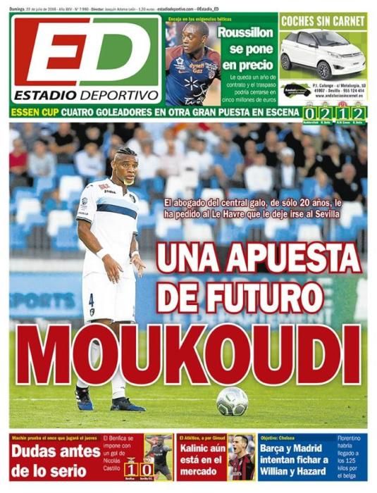 Portada ESTADIO DEPORTIVO domingo 22 de julio 2018