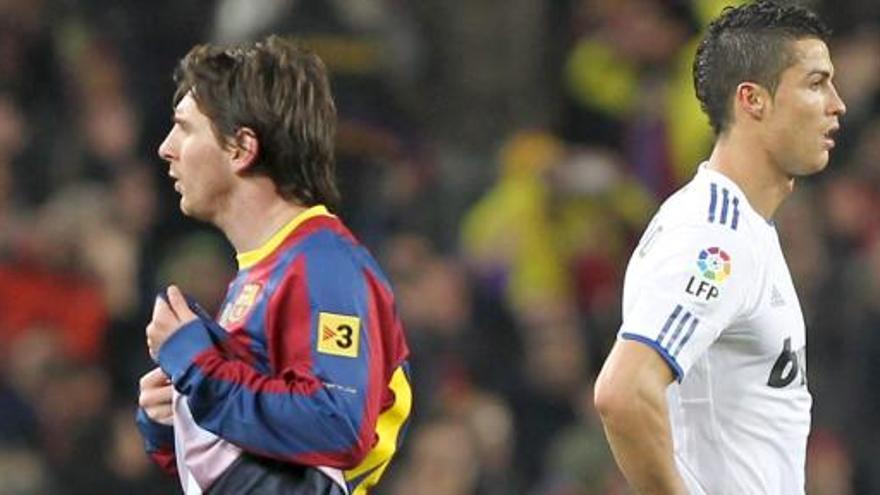 Cristiano Ronaldo y Messi, durante un partido de la Liga.