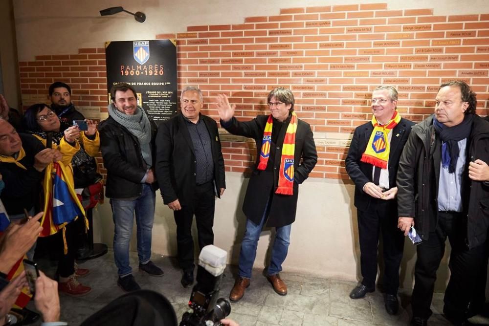 Puigdemont descobreix una placa amb el seu nom a l'estadi de la USAP