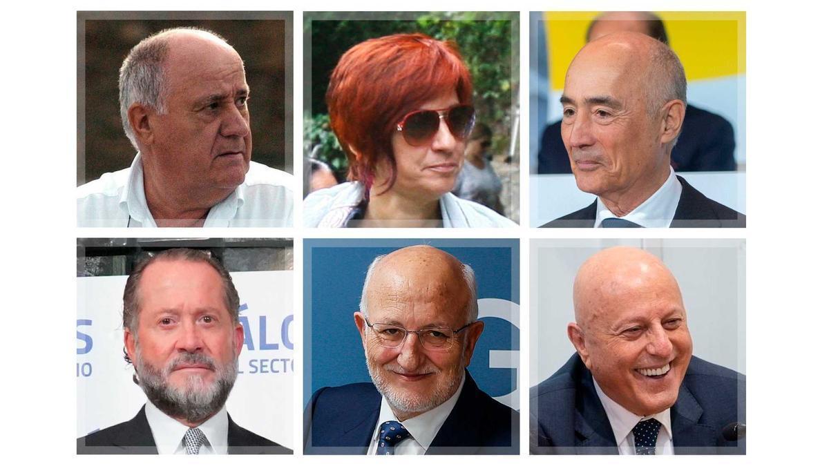 Amancio Ortega, Sandra Ortega, Del Pino, Escotet, Juan Roig i Tomás Olivo. EUROPA PRESS