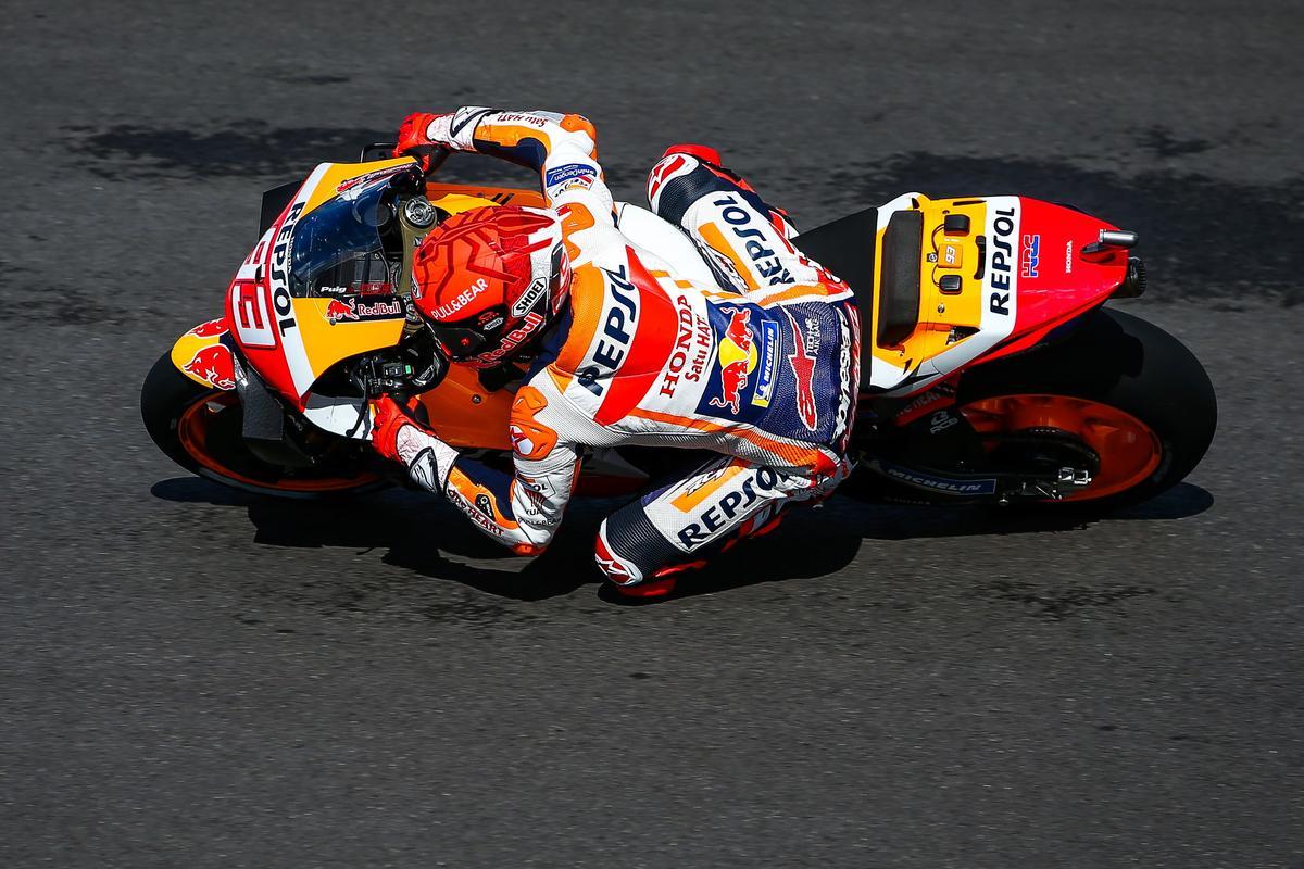 Marc Márquez (Honda), hoy, en su reaparición en Portimao.