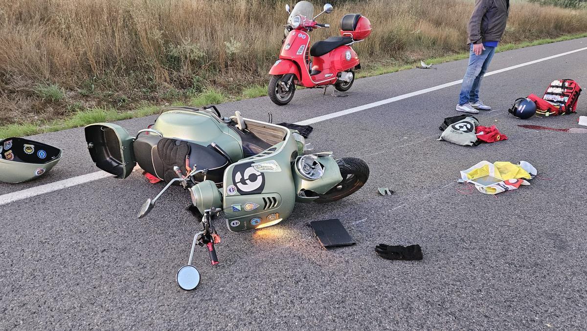 Estado en el que quedó la moto tras el siniestro.