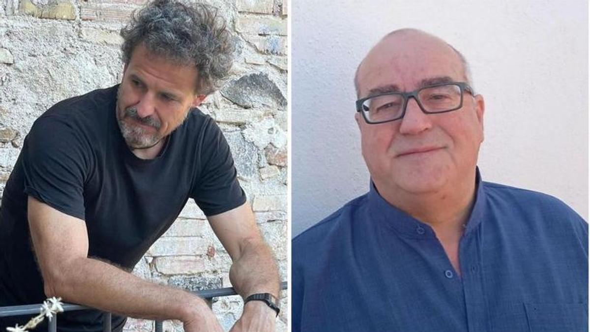 Els escriptors Lluís Riera i Esteve Sala.