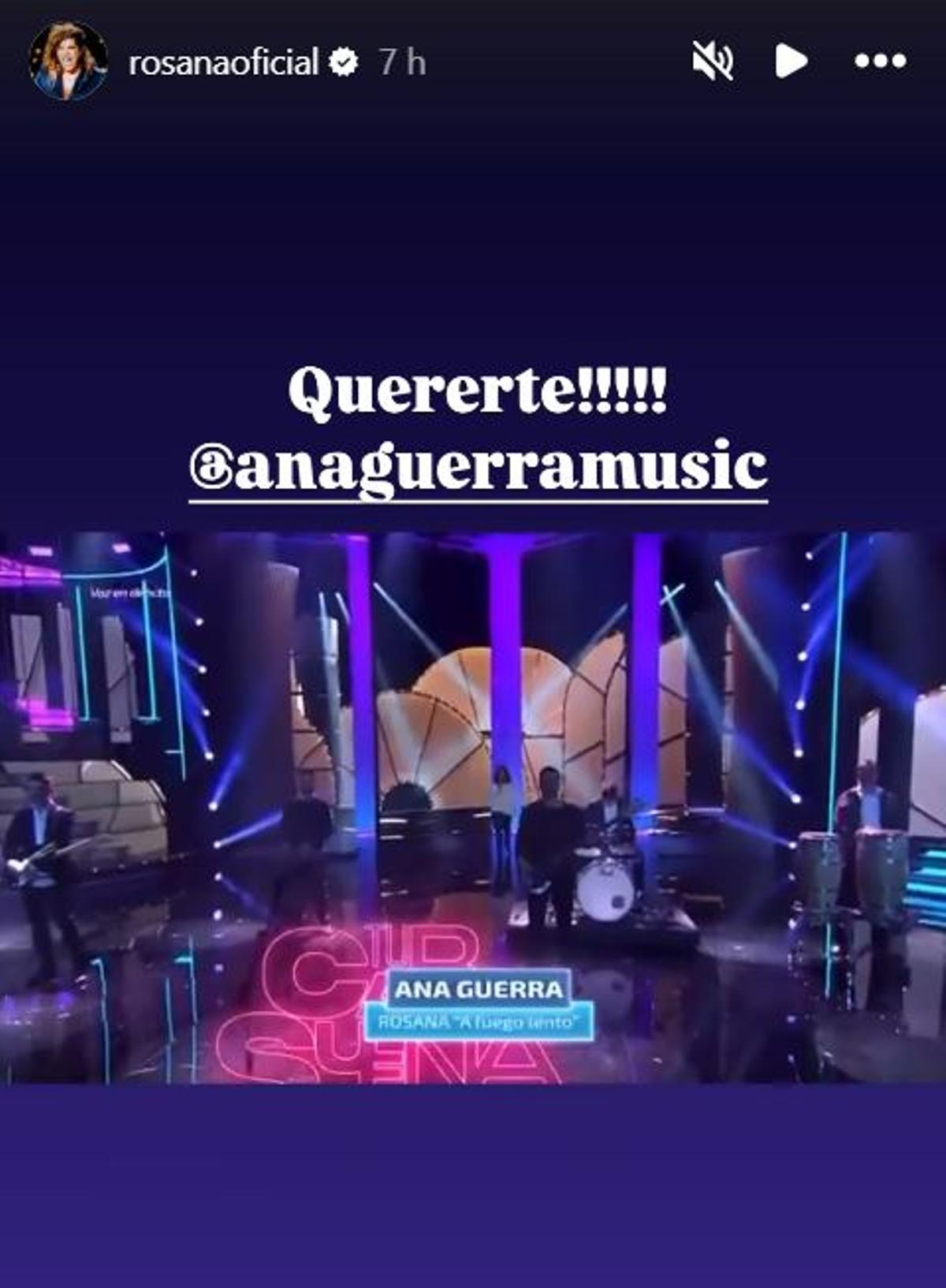 Publicación de Rosana en su Instagram.