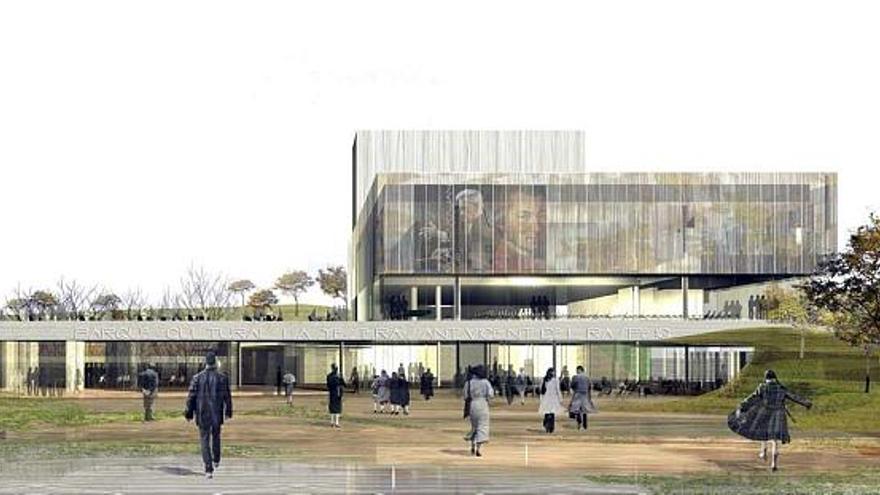 Imagen de la maqueta del futuro parque cultural que se construirá en una parcela junto a la carretera de Agost