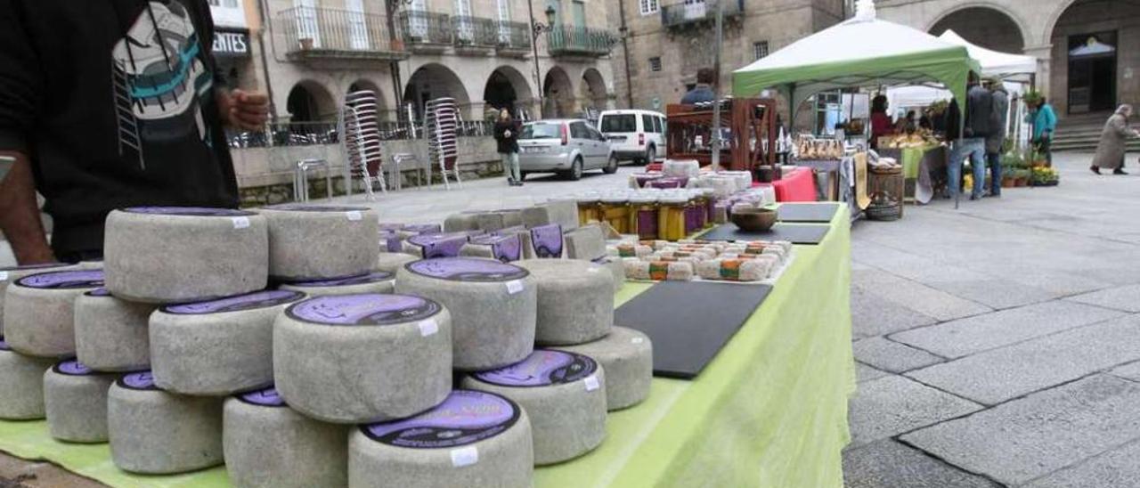 Los productores presentaron sus productos en la plaza Mayor, en la primera feria itinerante. // Jesús Regal