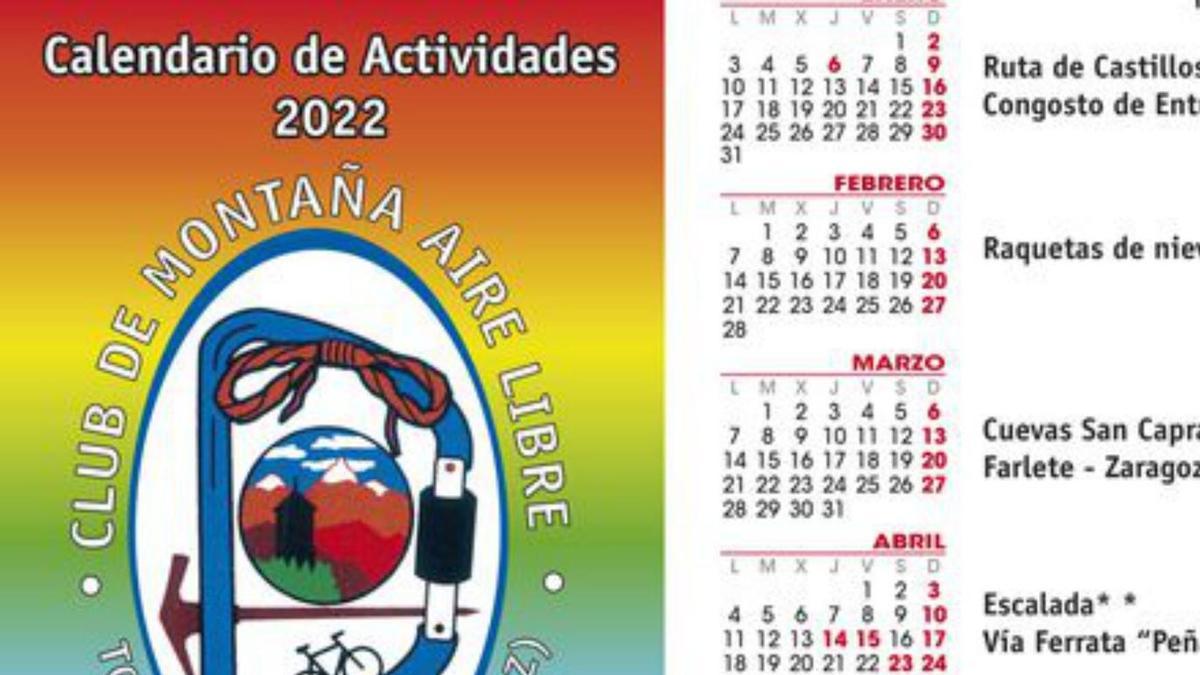 Calendario de actividades del club.