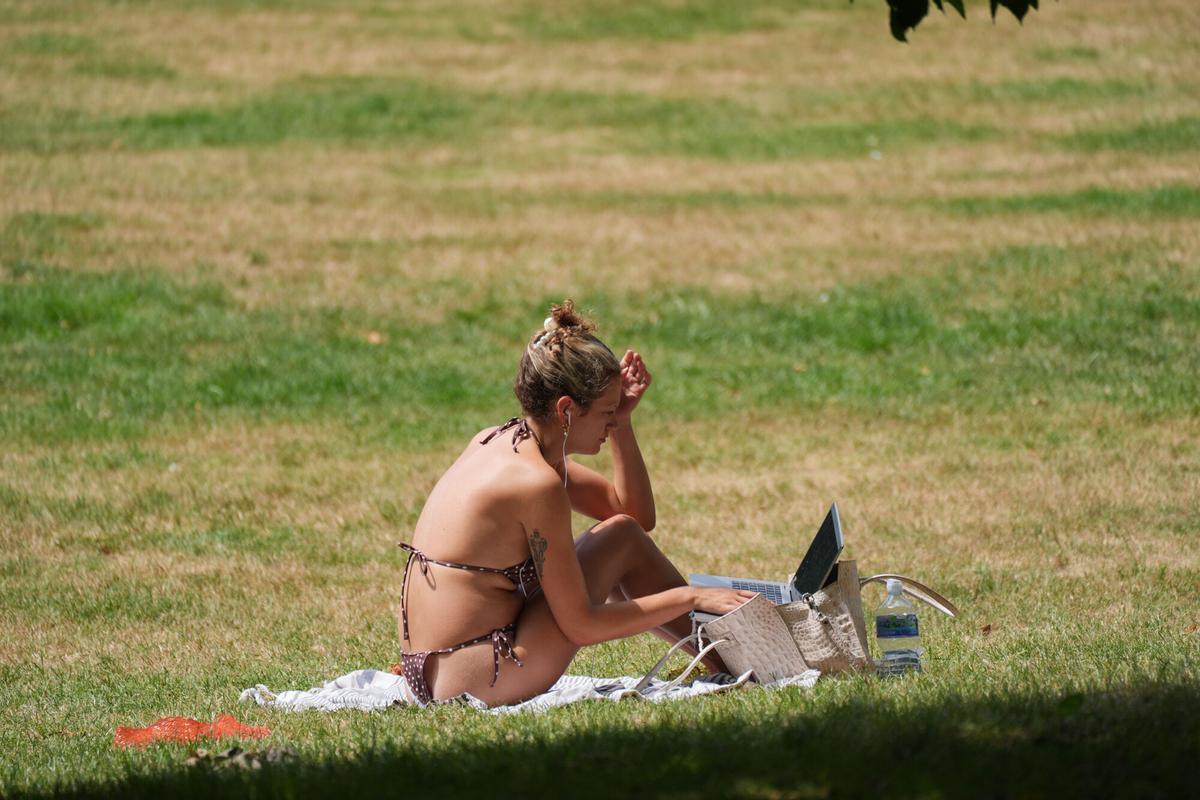 Una mujer toma el sol en el parque Greenwich de Londres, este verano.