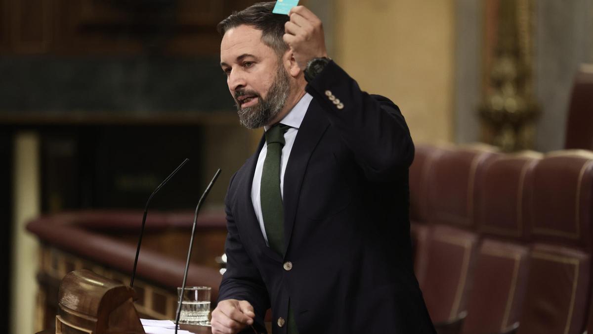 Santiago Abascal, durante una intervención en el Congreso