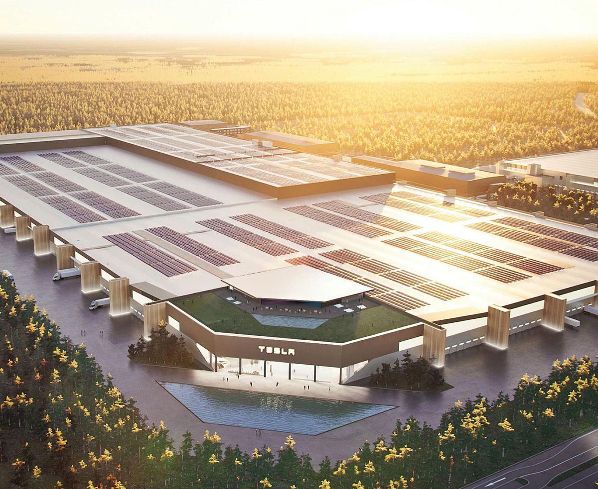 Recreación de la futura planta de baterías de Tesla en Berlín. | EMV