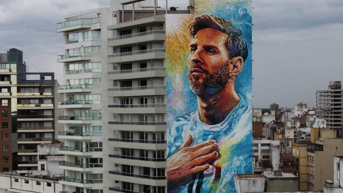 Gigantesco mural de Messi en Rosario