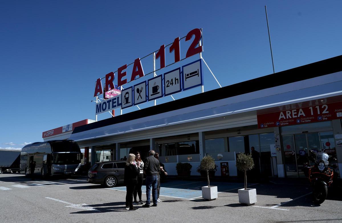Vista de la entrada al Área 112, en la autovía A2