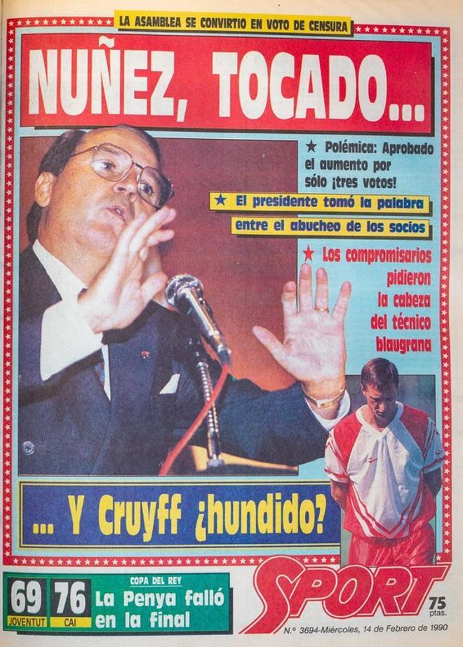 1990 - El presidente Nuñez sale tocado de la Asamblea de compromisarios