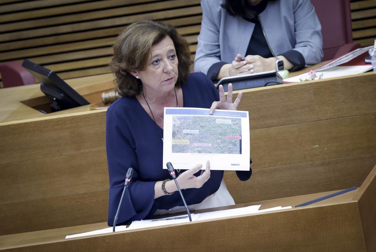 María Gómez, diputada autonómica del PP y alcaldesa de Almoradí, interviene en las Cortes.