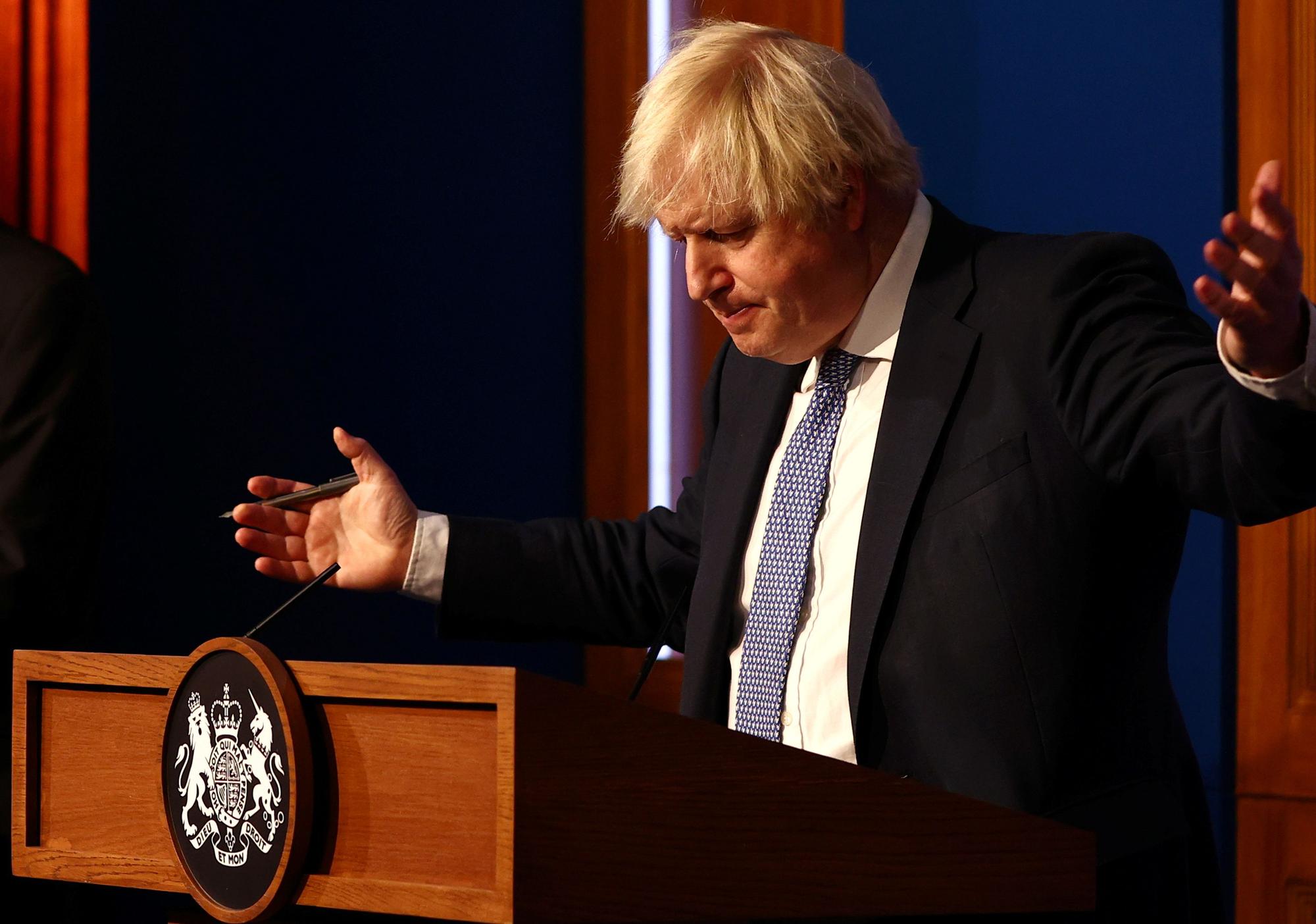 El primer ministro británico, Boris Johnson, durante una rueda de prensa en Londres