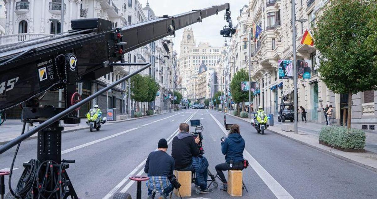 Rodaje de ‘Todos los nombres de Dios’ en la Gran Vía este 2025