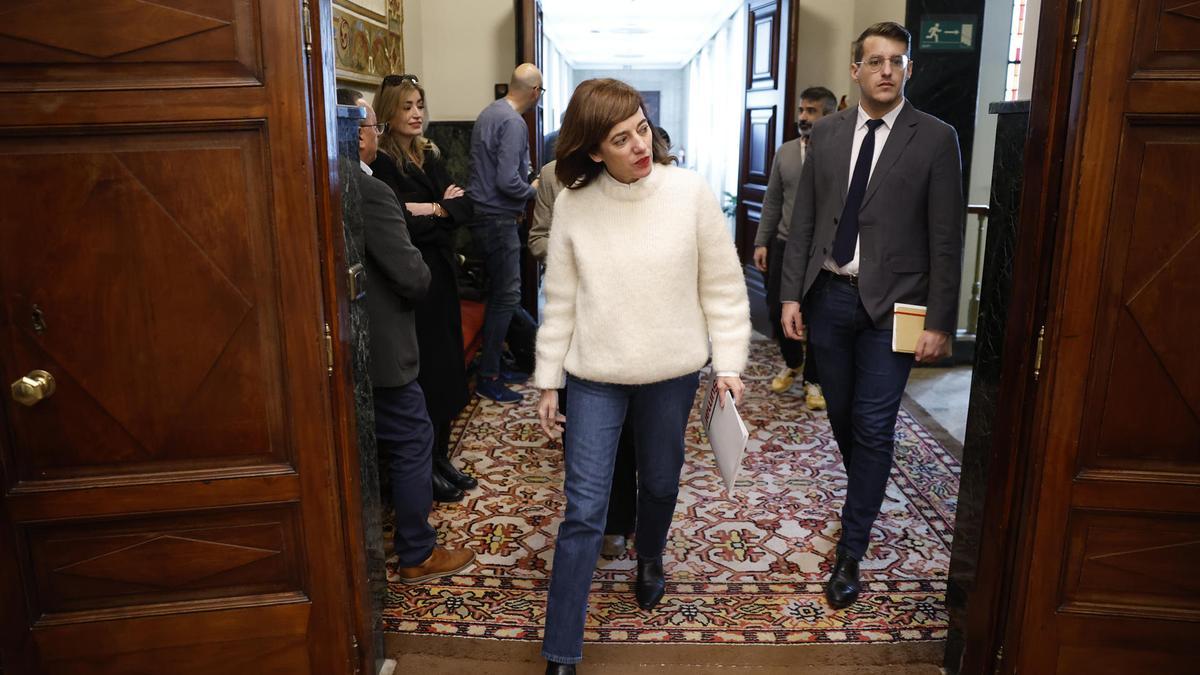 La portavoz de Sumar y candidata a las elecciones gallegas, Marta Lois, entrando a la Junta de Portavoces