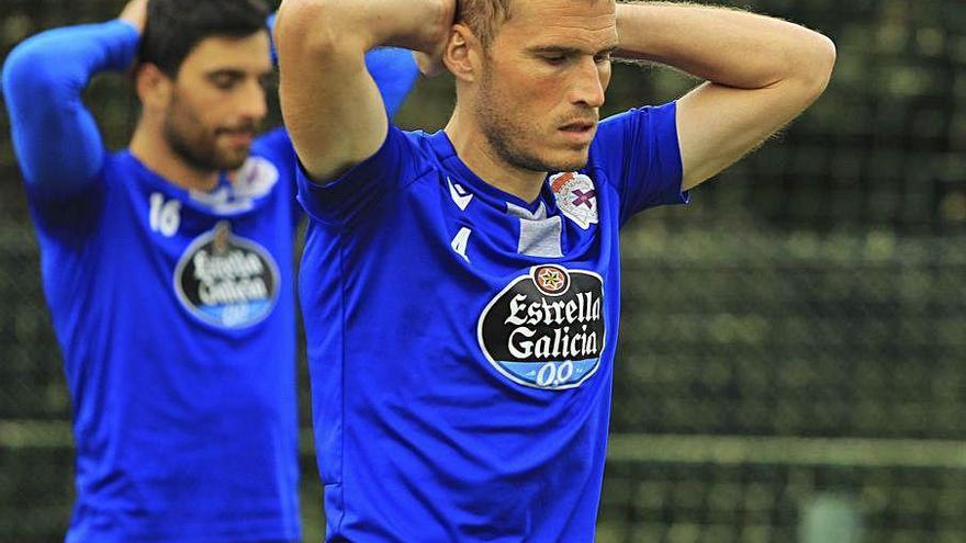 Álex Bergantiños, durante un entrenamiento.