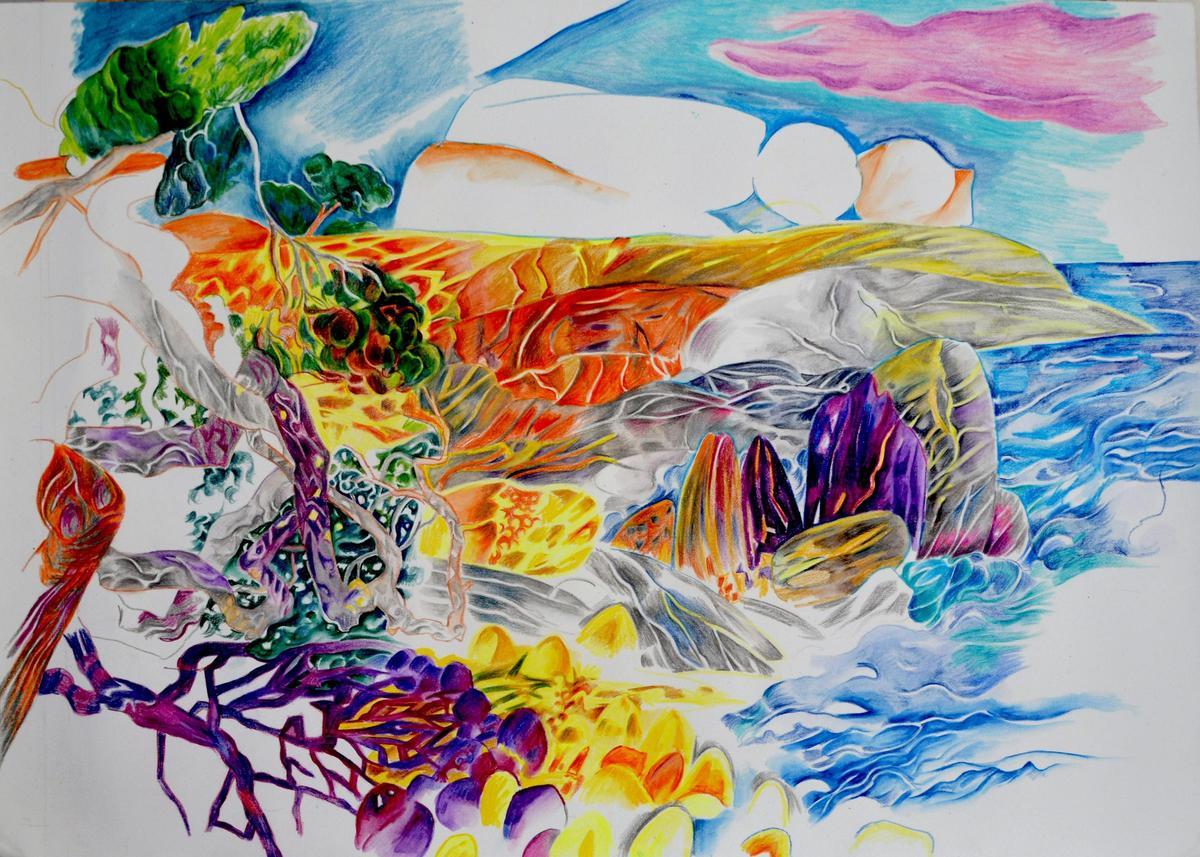 "Roques planes", dibuix, 50 x 70 cm, Elke Daemmrich