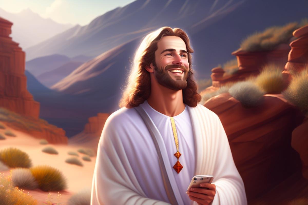 "Jesucristo entre montañas con un móvil de última generación"