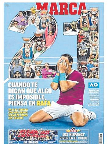 Rafa Nadal portada en periódicos de todo el mundo