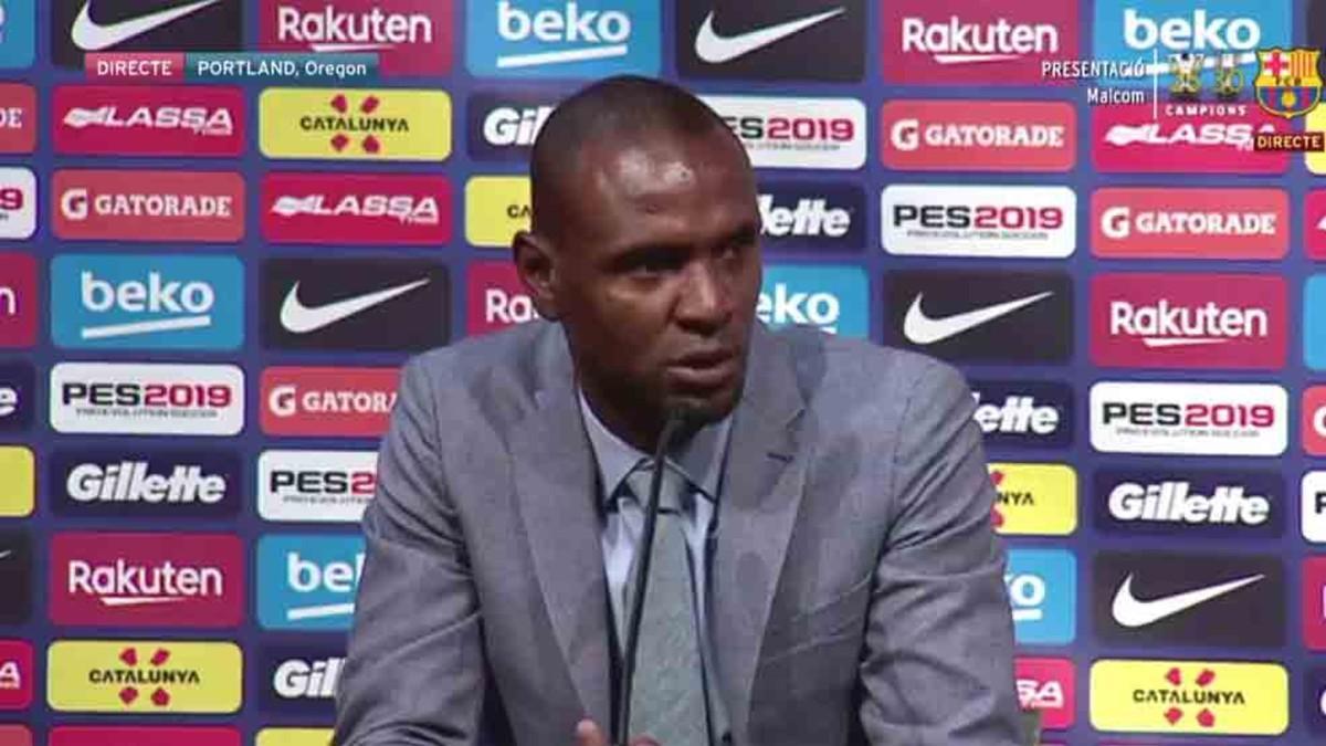 Abidal tranquilizó a Dembelé en la presentación de Malcom