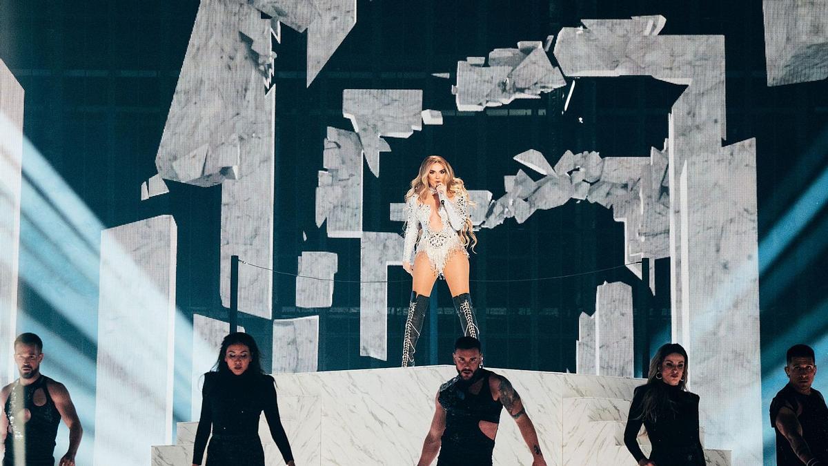 Melody durante el ensayo general de su actuación de Eurovisión en Basilea.