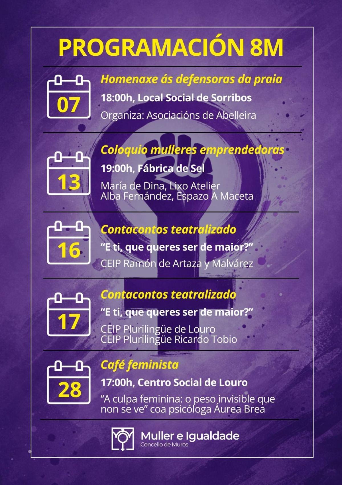 Cartel promocional das actividades do 8M en Muros.