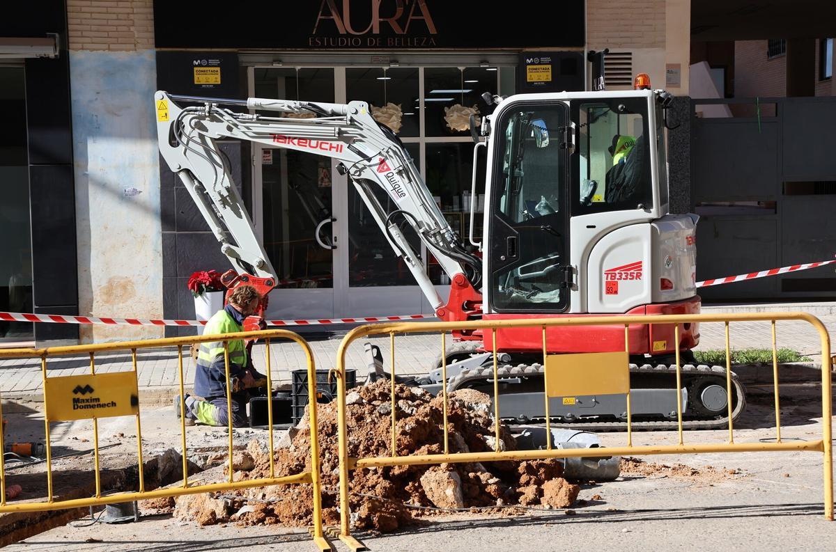 Las obras en el alcantarillado.