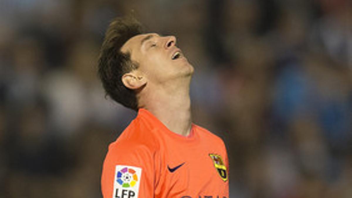 Messi se lamenta tras fallar una ocasión ante el Celta en Balaídos