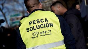 Pescadores del Mediterráneo se concentran contra el recorte de días en el mar de Bruselas, en una protesta el pasado diciembre en Madrid.