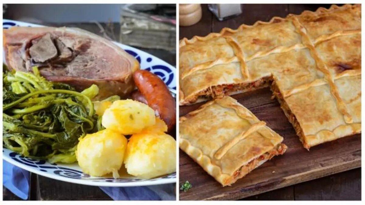 Lacon con grelos y empanada gallega