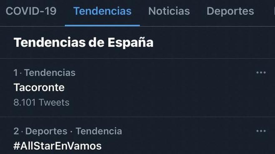 Tacoronte fue tendencia en España en la noche del 7 al 8 de marzo