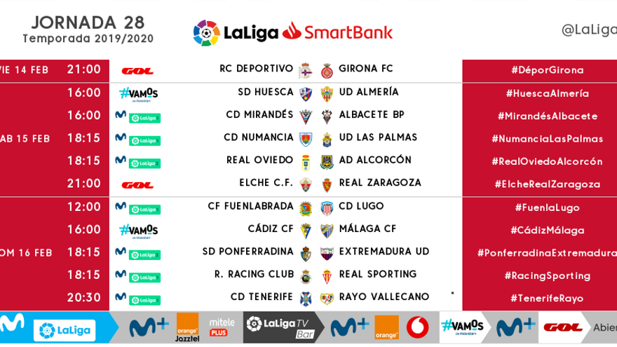 Els horaris corresponents a la jornada 28.