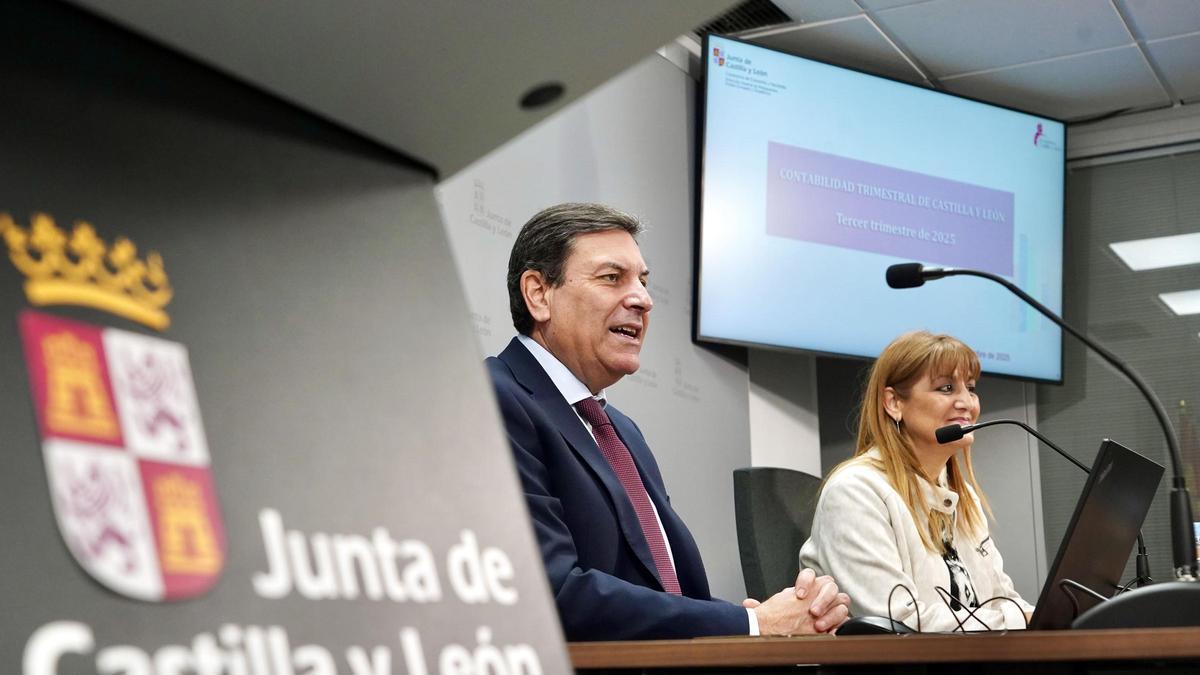 El portavoz de la Junta y consejero de Economía y Hacienda, Carlos Fernández Carriedo, presenta la Contabilidad Regional de Catilla y León, correspondiente al tercer trimestre de 2025.