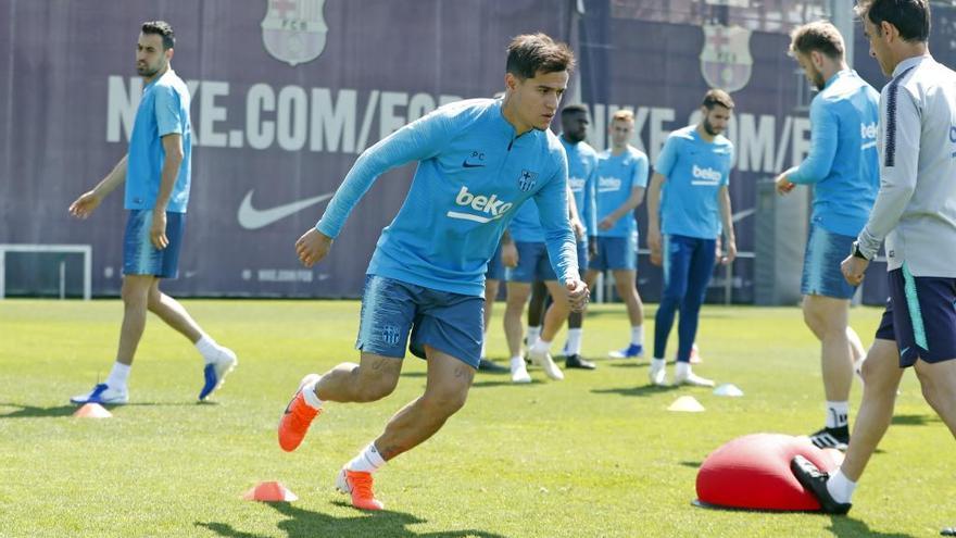 Philippe Coutinho, en un entrenamiento con el FC Barcelona. // FCB