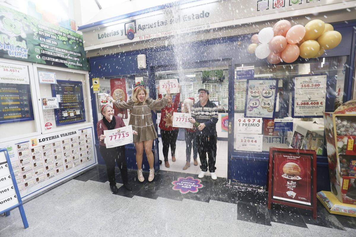 El 77715, segundo quinto premio de la Lotería de Navidad, vendido en Palma