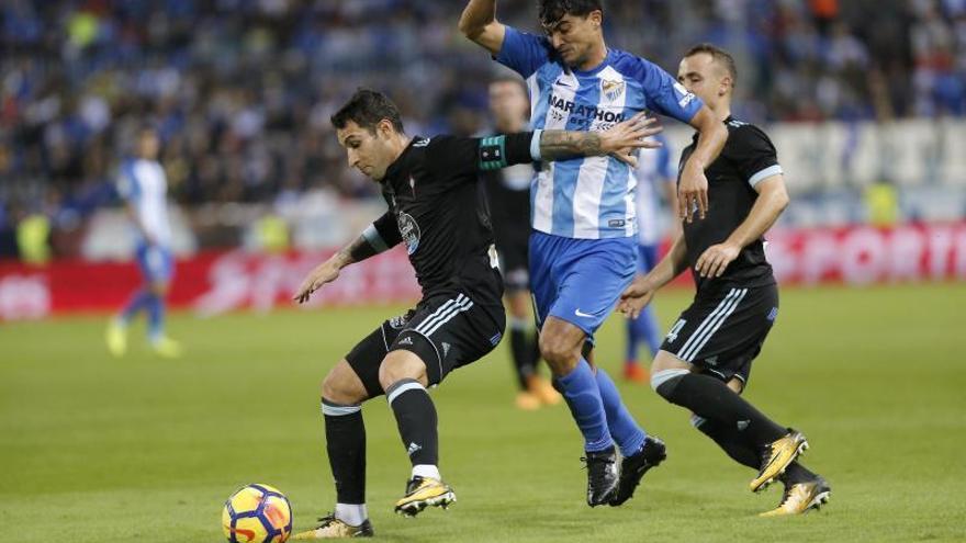 Hugo Mallo, durante el Málaga-Celta de la primera vuelta.